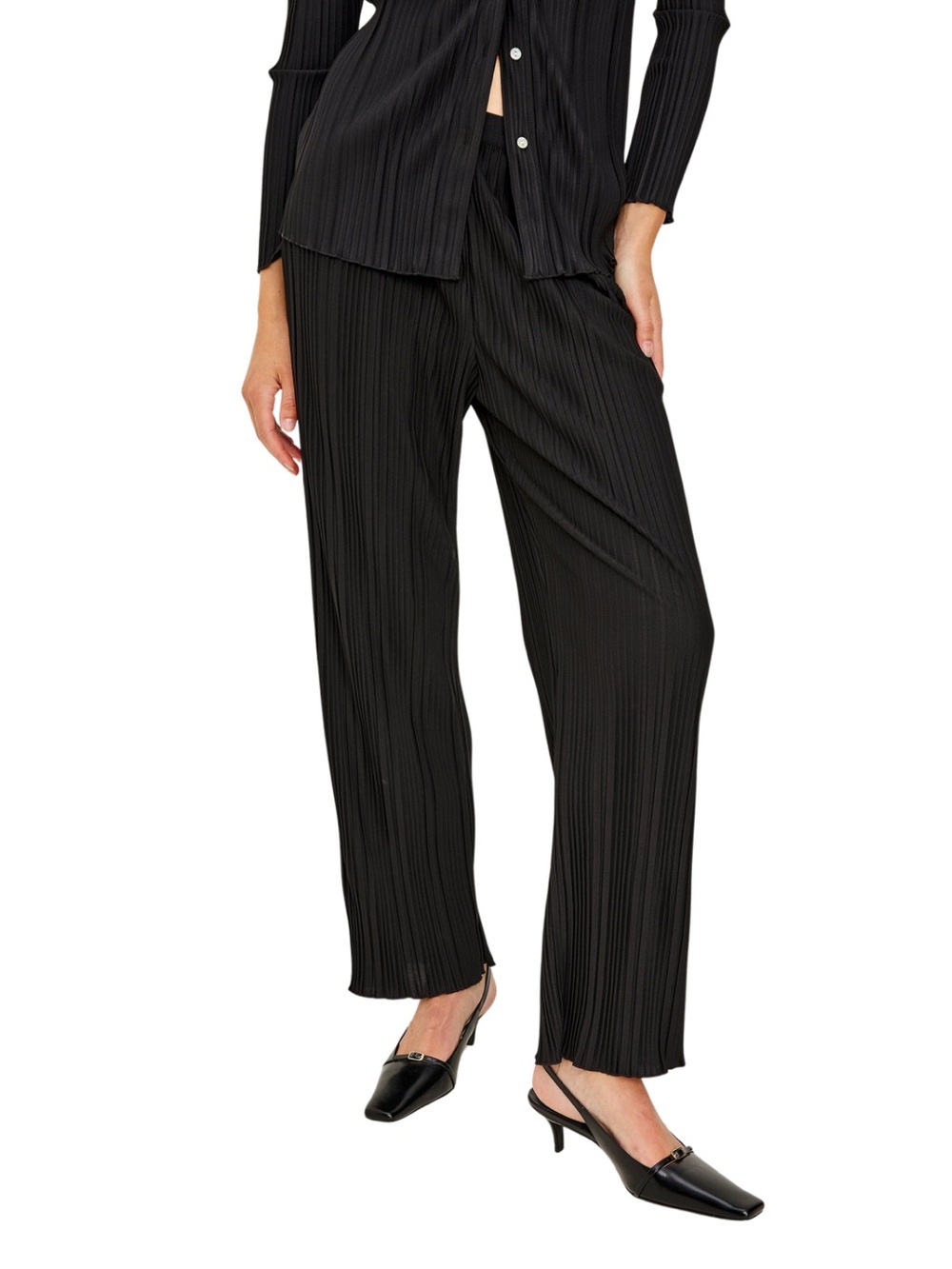Rails Rowan Plissé Pull-On Pants Jet Black Size L NWT Wide Leg High Waist